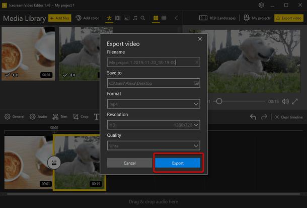 Export combined video Export combined video