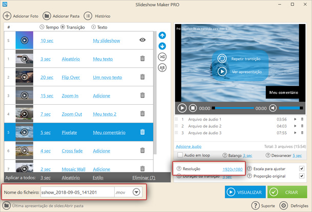 Resolução e formato de vídeo Resolução e formato de vídeo