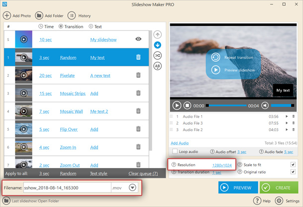 Format and resolution Format and resolution
