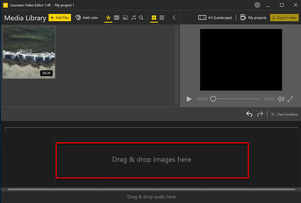 Drag video to timeline Drag video to timeline