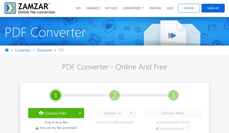 Zamzar Online PDF Converter