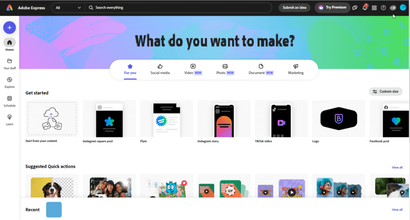 Adobe Express Step 1.
