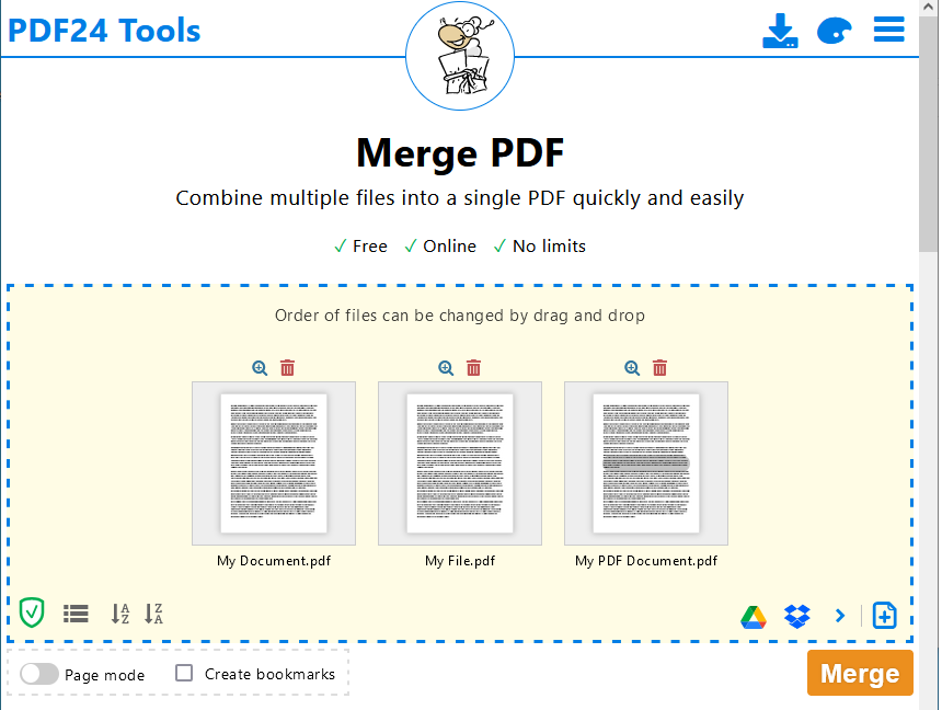 PDF24 tools PDF merger