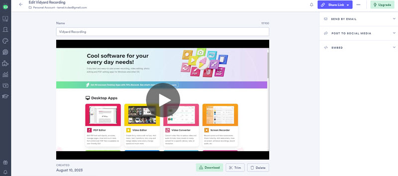 Screen recording - Vidyard Pro video recording software