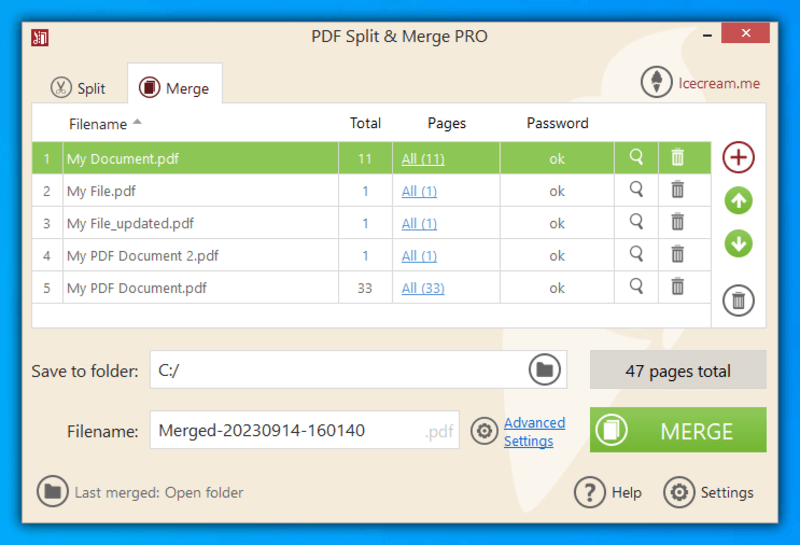 Combine PDFs on Windows with Icecream PDF Split & Merge