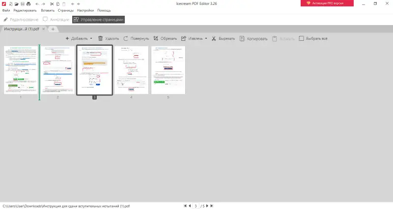 Перемещение страниц по документу в программе редактирования PDF Icecream PDF Editor