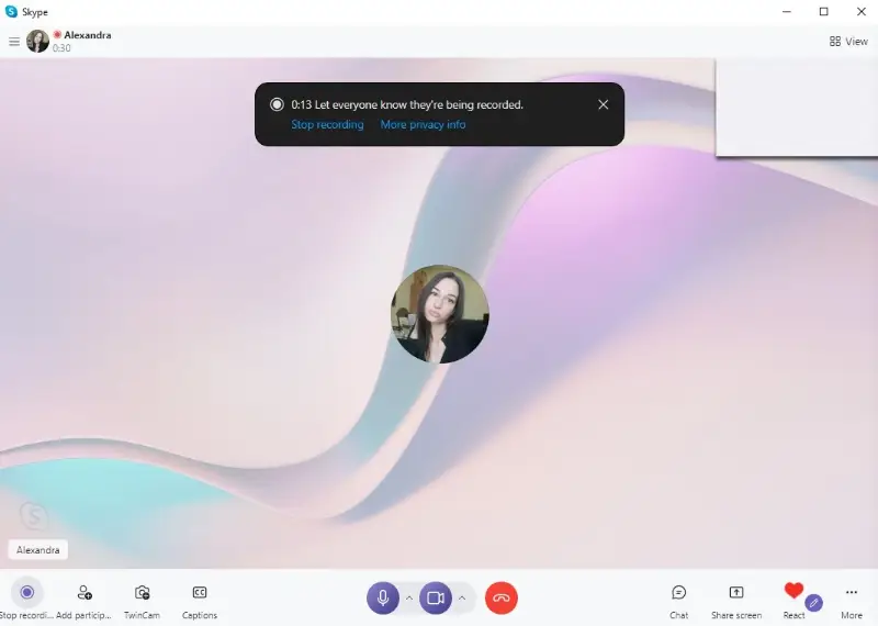 Built-in Skype recorder