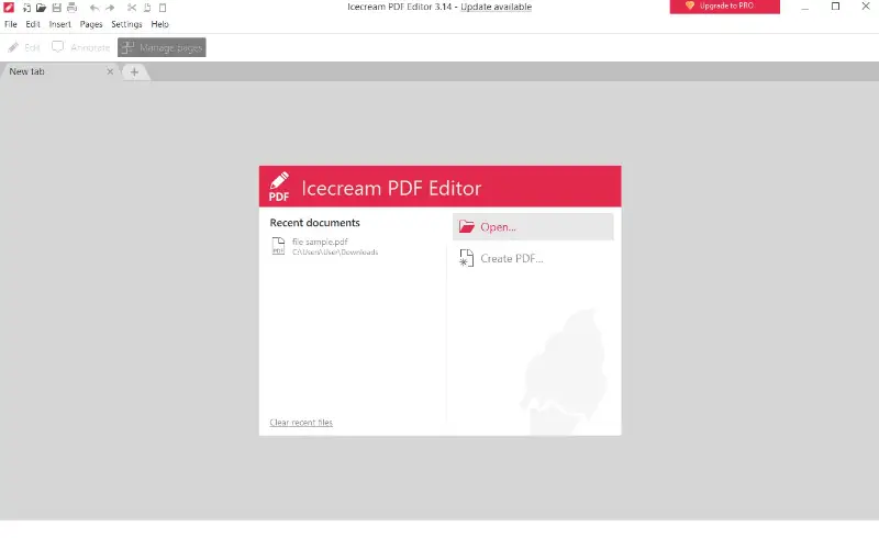 Откройте файл для добавления страниц в Icecream PDF Editor