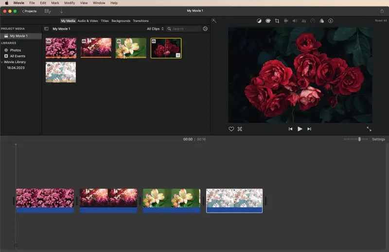 Criando video com fotos no iMovie