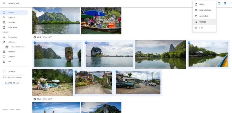 Google Photos jako program do kolażu zdjęć