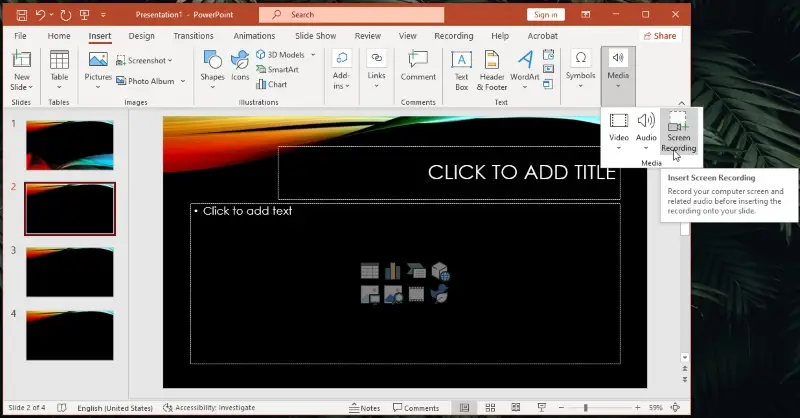 Запись экрана Windows в Microsoft PowerPoint