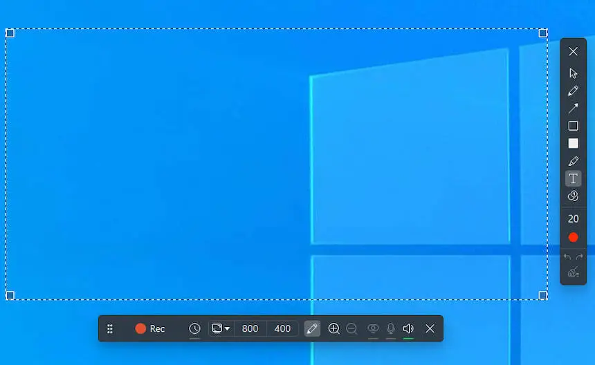 Панель рисования программы для записи экрана для Windows