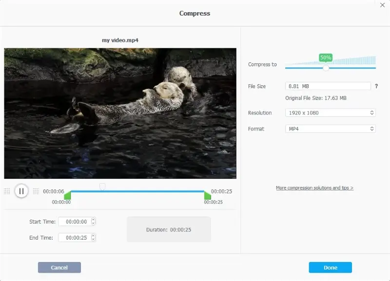 Reduce video size with VideoProc 