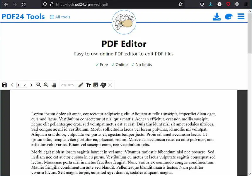 Приложение для редактирования PDF от PDF24
