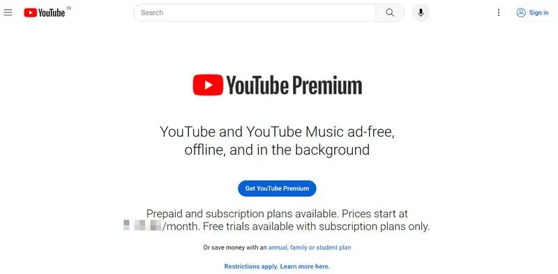 Youtube Premium subscription