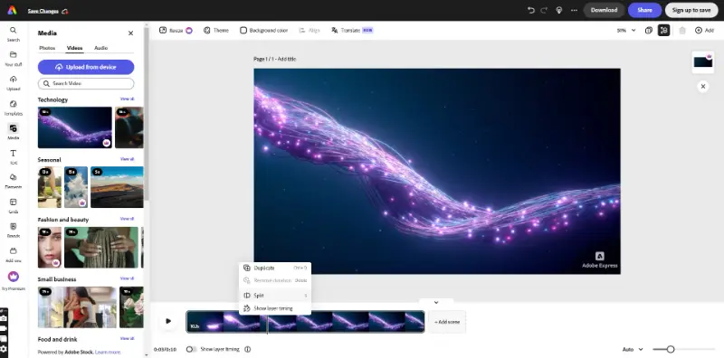 AdobeExpress でオンライン動画分割