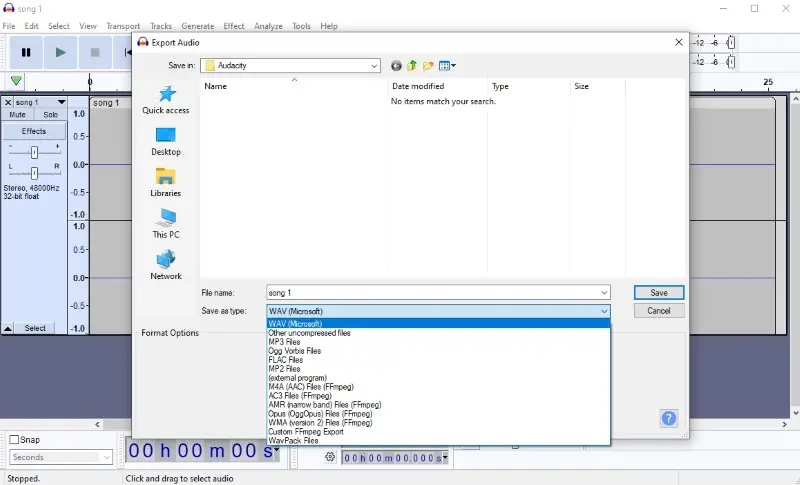 Audio converting software Audacity