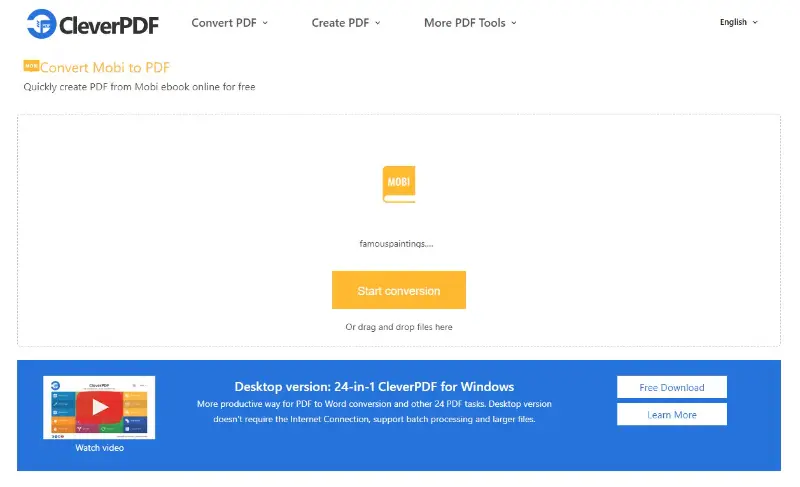 How to convert MOBI to PDF using CleverPDF