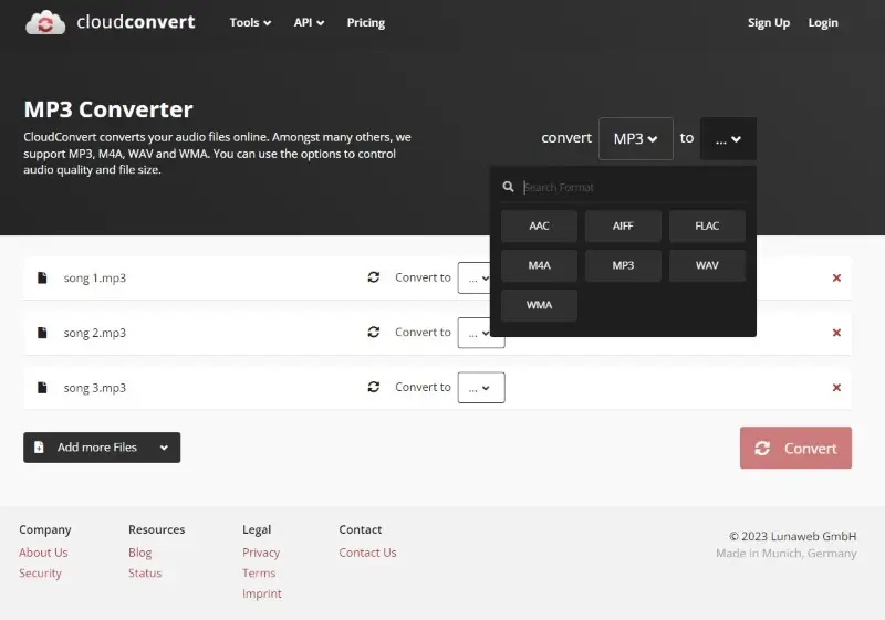 Online MP3 converter by CloudConvert