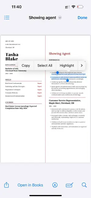 Copying text in PDF on iPhone Copying text in PDF on iPhone