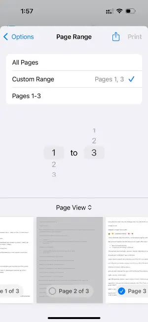 Print feature on iOS for PDF page removal