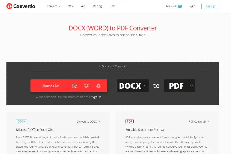 DOCX to PDF conversion on Convertio DOCX to PDF conversion on Convertio
