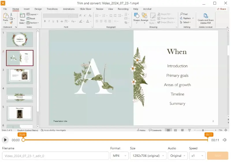 Editing your PowerPoint screen recording