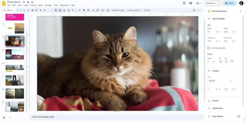 使用 Google Slides 利用相片製作幻燈片