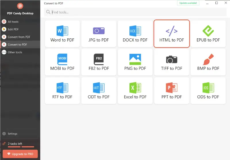 PDF Candy Desktop ile HTML'yi PDF'ye dönüştürün PDF Candy Desktop ile HTML'yi PDF'ye dönüştürün