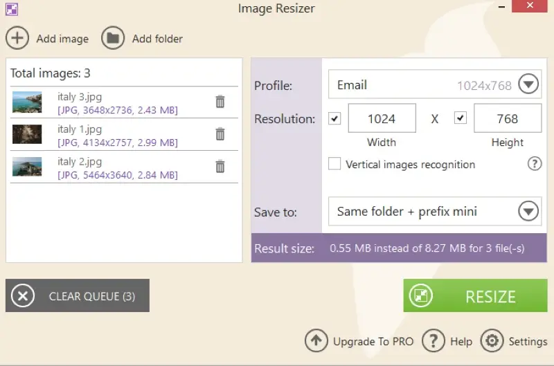 Icecream Image Resizer で PNG 画像を無料でリサイズする