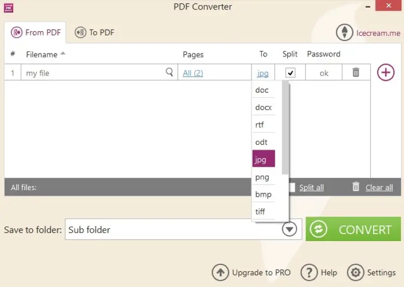 Free PDF to JPG converter