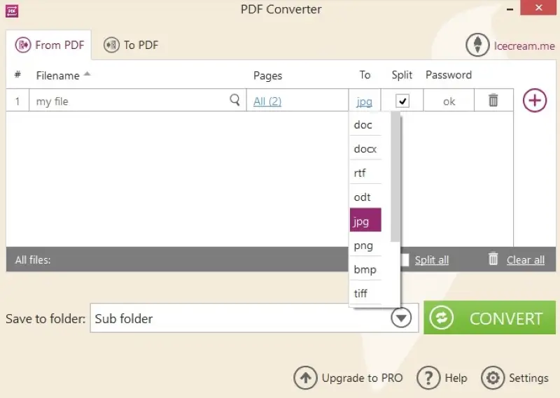 How to convert PDF to JPG in Icecream PDF Converter