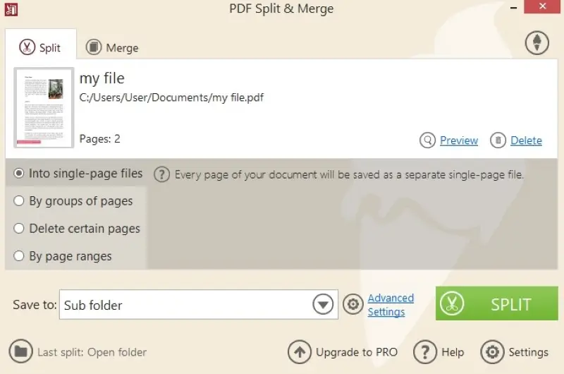 Free PDF splitter