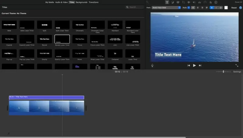 The process of adding subtitles in iMovie on macOS