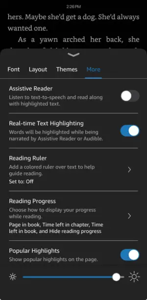 Kindle interface with text-to-speech