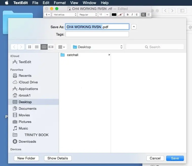 Using TextEdit and Export or Print on macOS