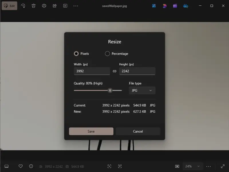 Windows Photos Resize Option