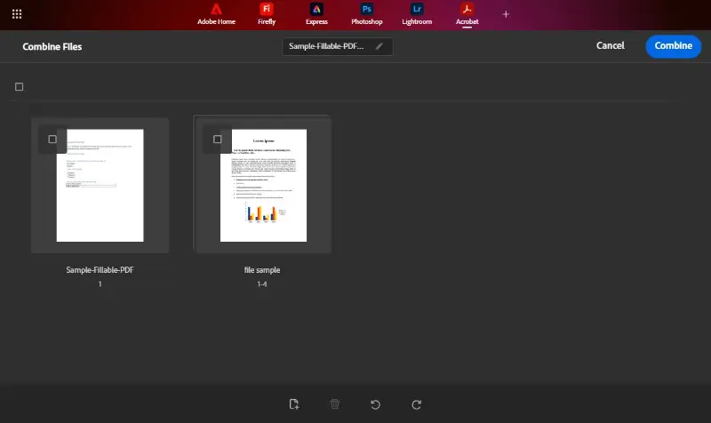 How to merge PDF files with Adobe Acrobat Online
