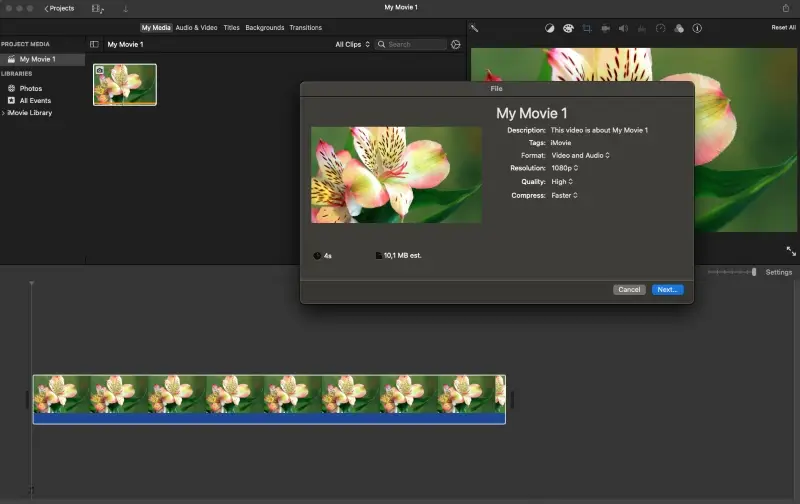 Convert MOV to MP4 in iMovie