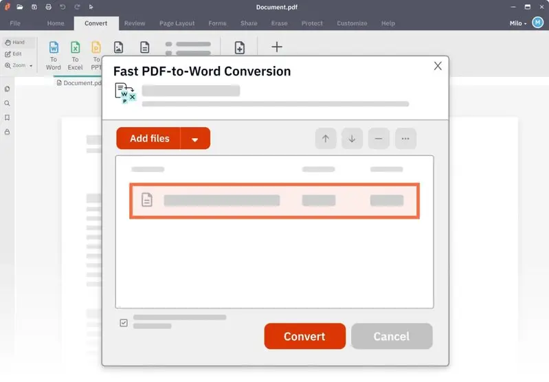 Conversion dans Nitro PDF Pro