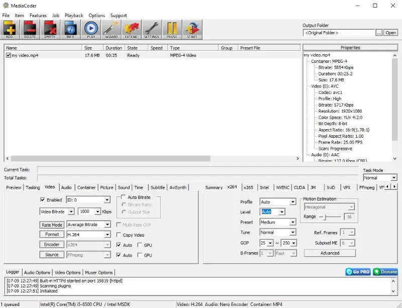 Free video compressor MediaCoder