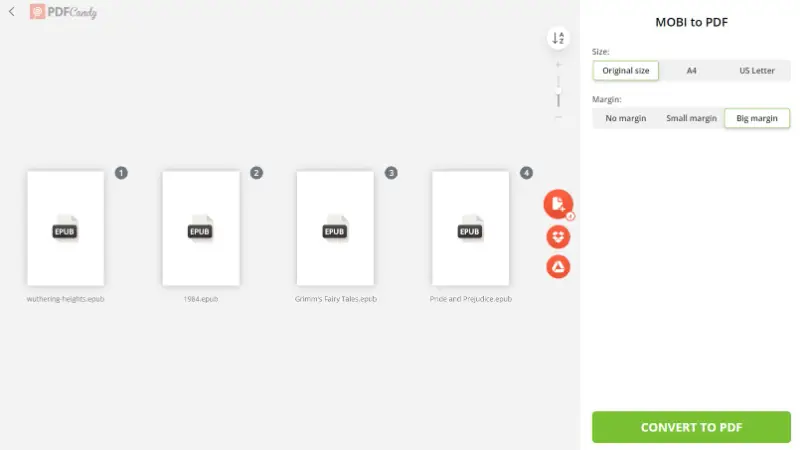 Онлайн конвертер MOBI в PDF - PDF Candy