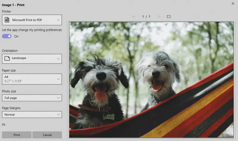 Print to PDF feature in the Photos app