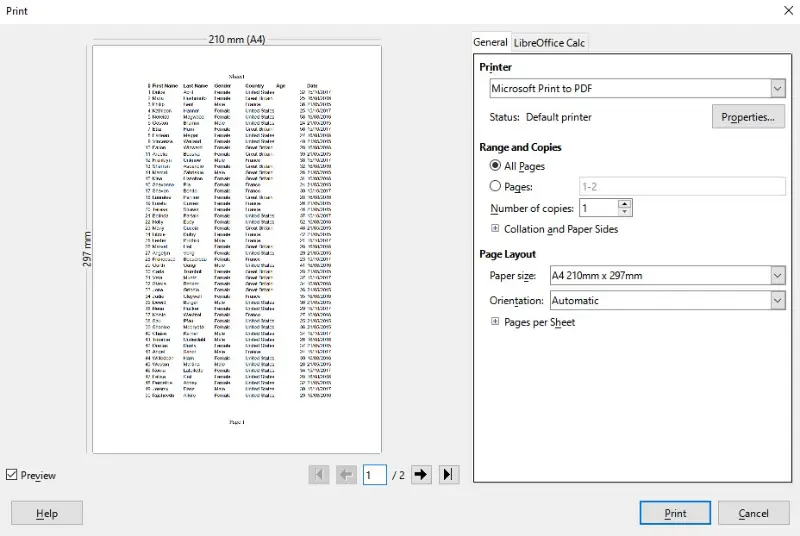 在瀏覽器中將 Excel 轉換為 PDF