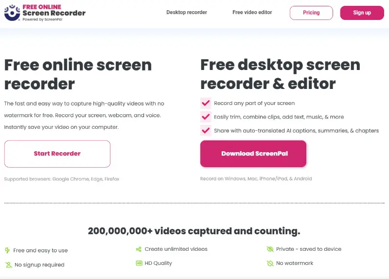Start recording screen