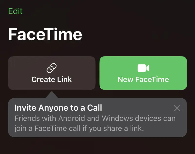 Share link to FaceTime