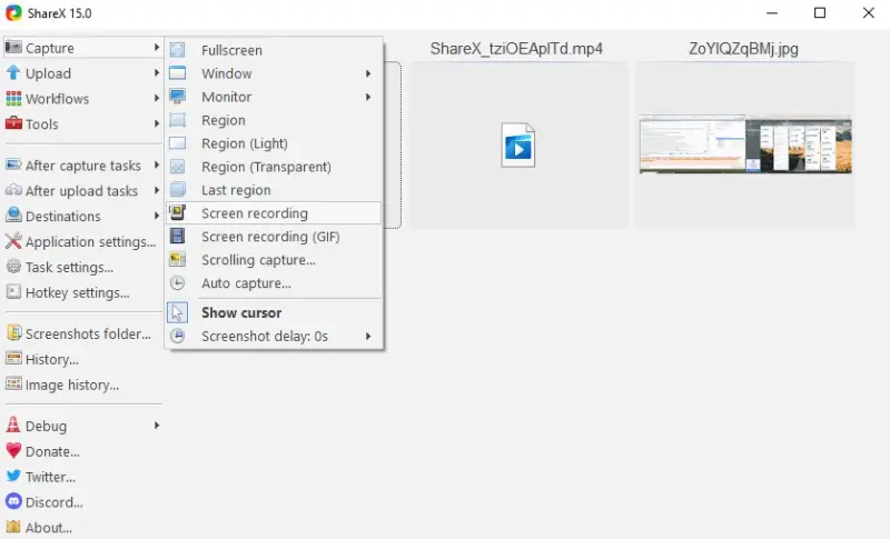 ShareX - Windows free screen recorder
