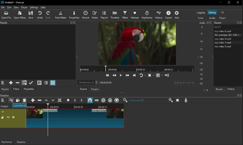 Shotcut video editor interface