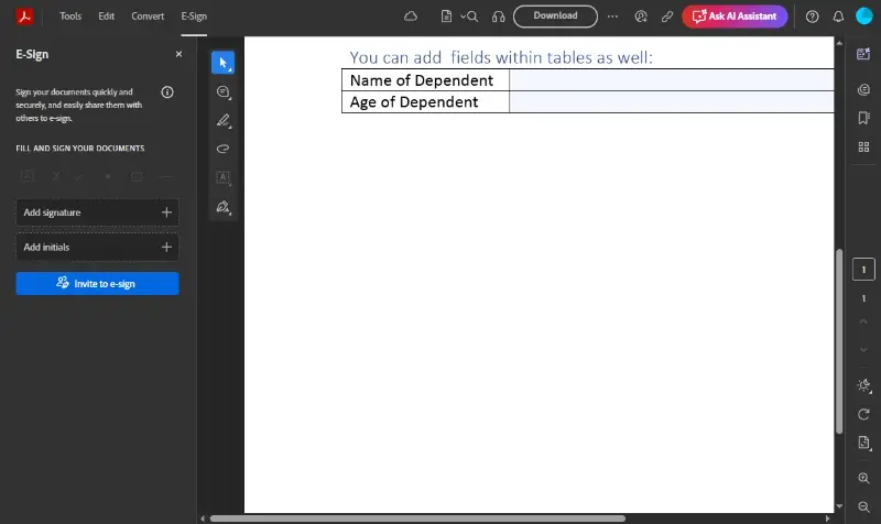 Sign PDF in browser with Adobe Express