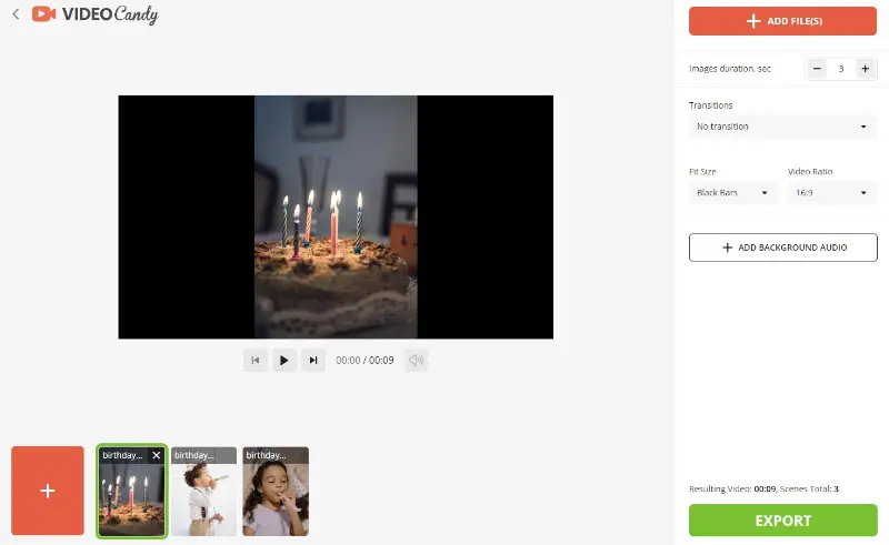 Creating a slideshow with photos online in Video Candy